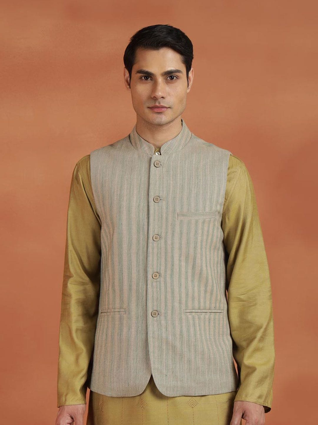 Fabindia Striped Pure Cotton Woven Nehru Jackets Myntra sale