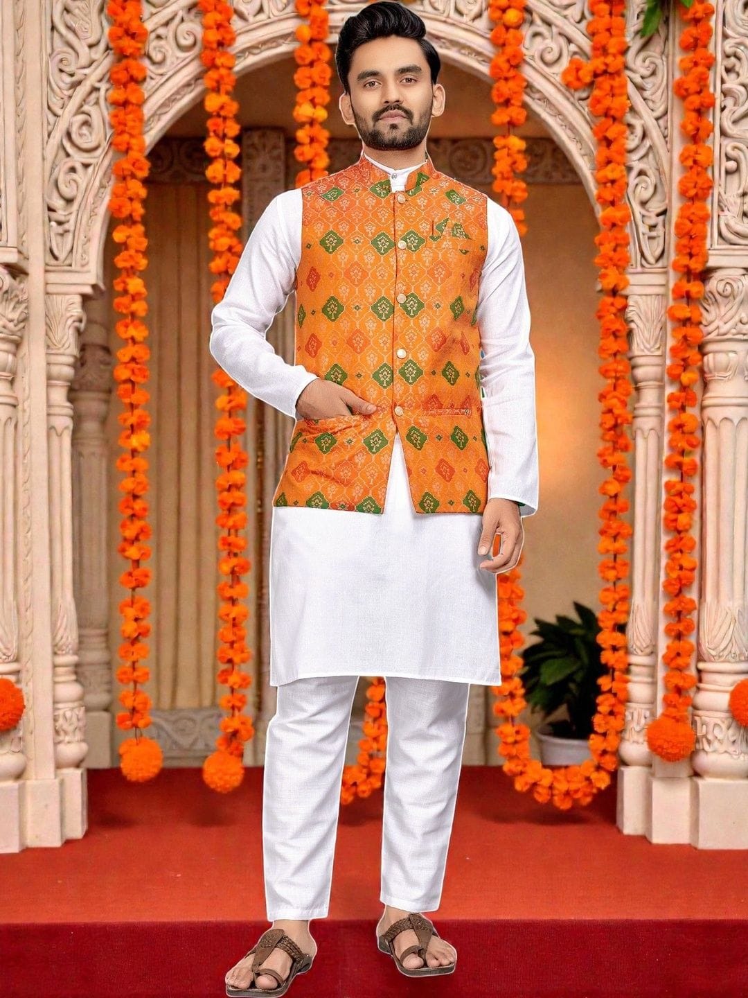 MAITHILI CREATION Men Regular Pure Cotton Kurta with Pyjamas Myntra sale