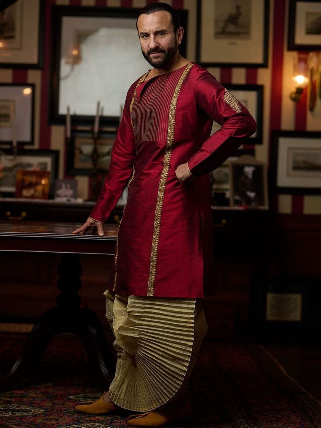 House of Pataudi Jashn Ethnic Motifs Embroidered Zari Work Angrakha Style Kurta Myntra sale