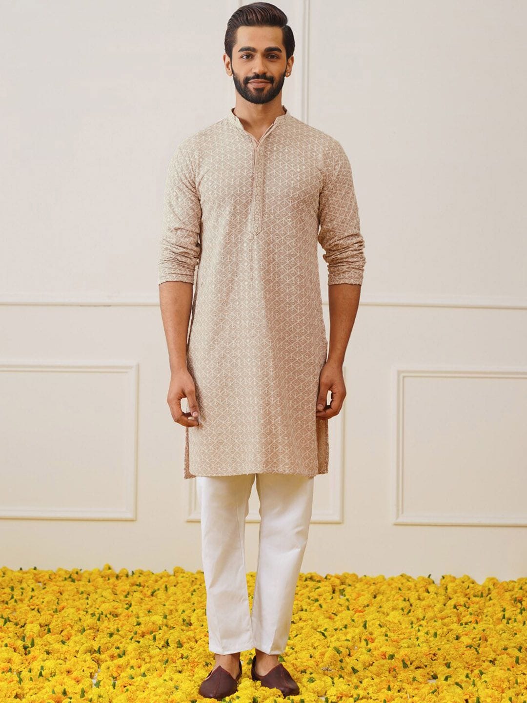 Jompers Embroidered Regular Thread Work Pure Cotton Kurta with Pyjamas Myntra sale