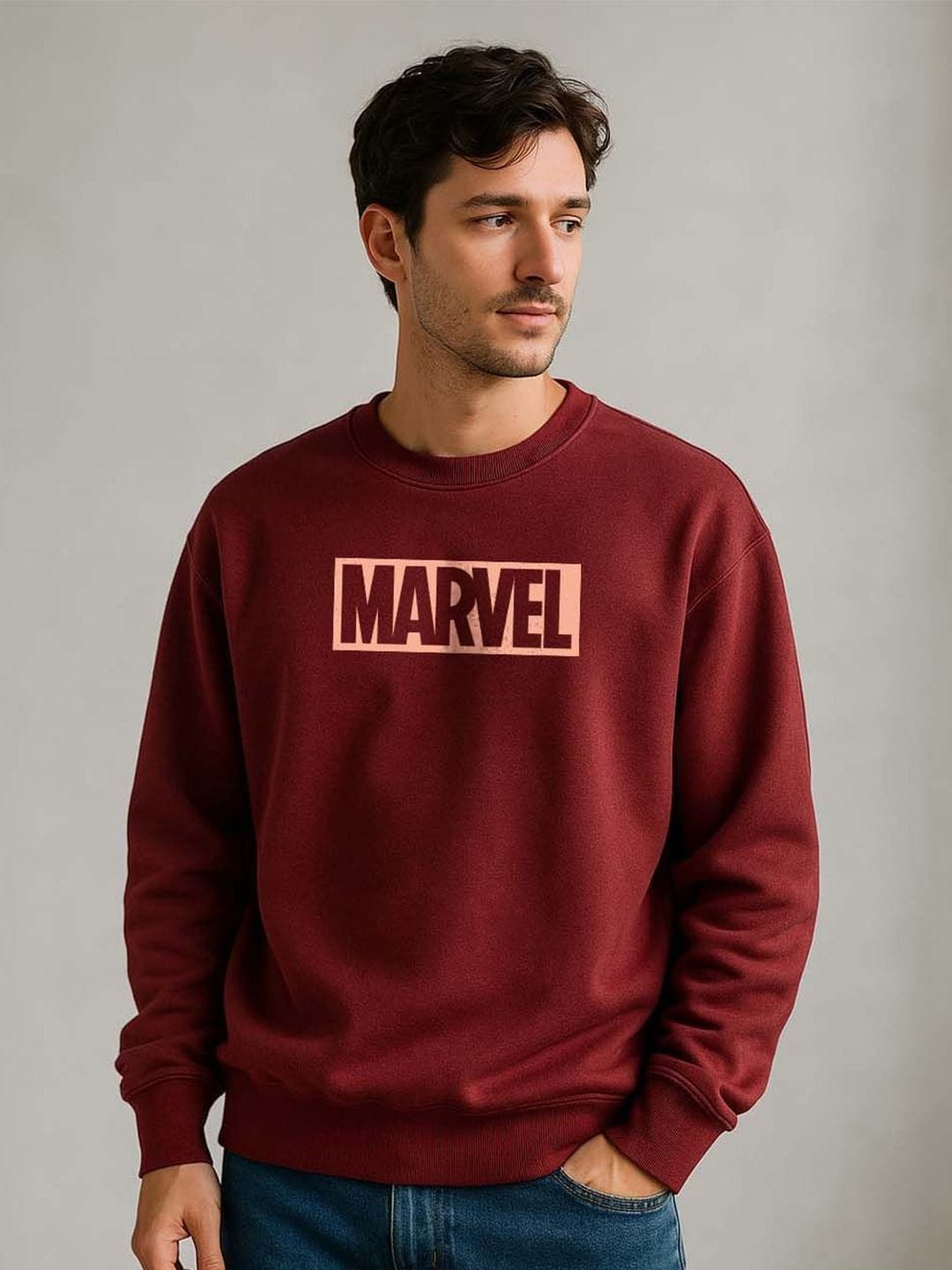 Organic Chics Men Marvel Printed Round Neck Long Sleeves Sweatshirt Myntra sale