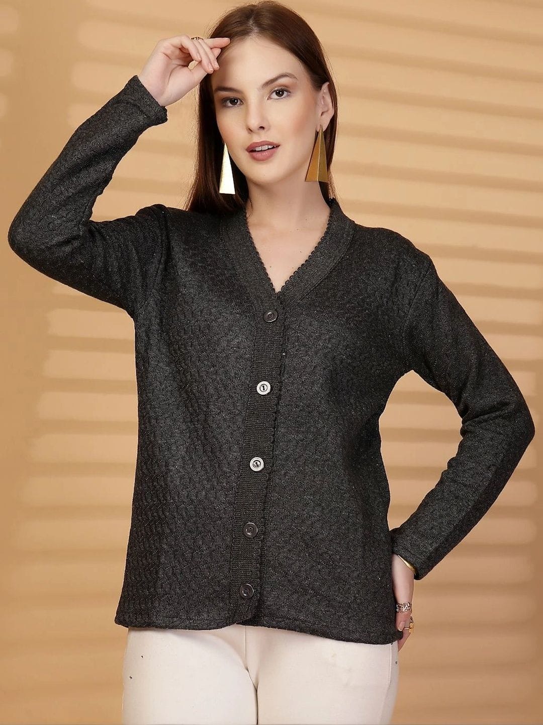 all about you Women Cable Knit Woollen Cardigan Myntra sale