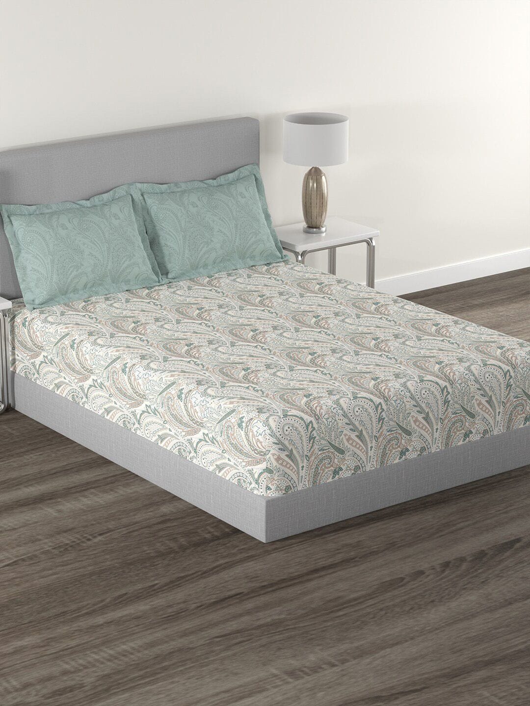 MYTRIDENT Jaipuri Printed Green Ethnic Motifs Pure Cotton 144 TC Queen Bedsheet with 2 Pillow Covers-228 x 254 Myntra sale