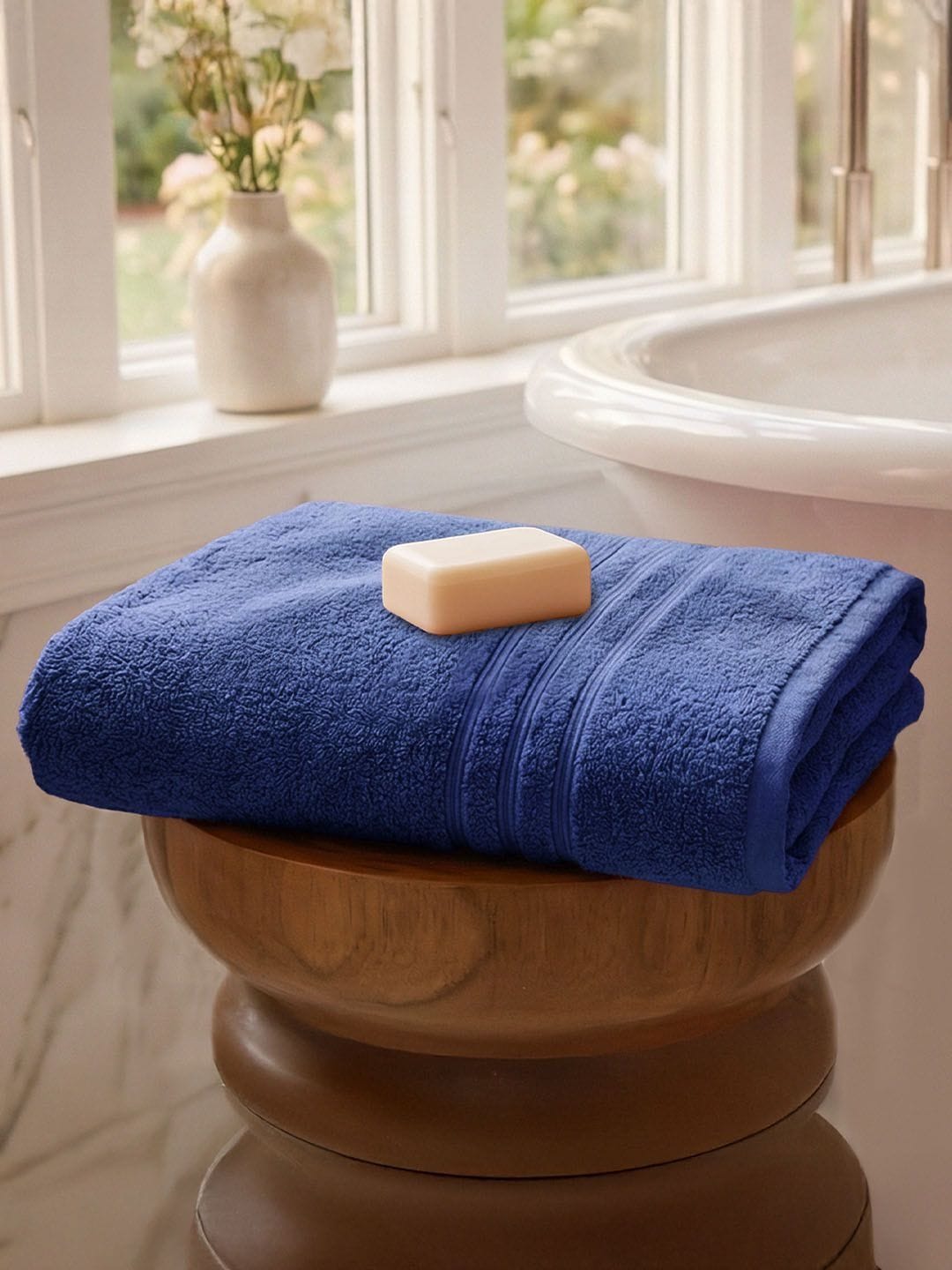 MYTRIDENT Navy Blue Solid Pure Cotton 400GSM Super Soft Adult Regular Bath Towel-28x55In Myntra sale