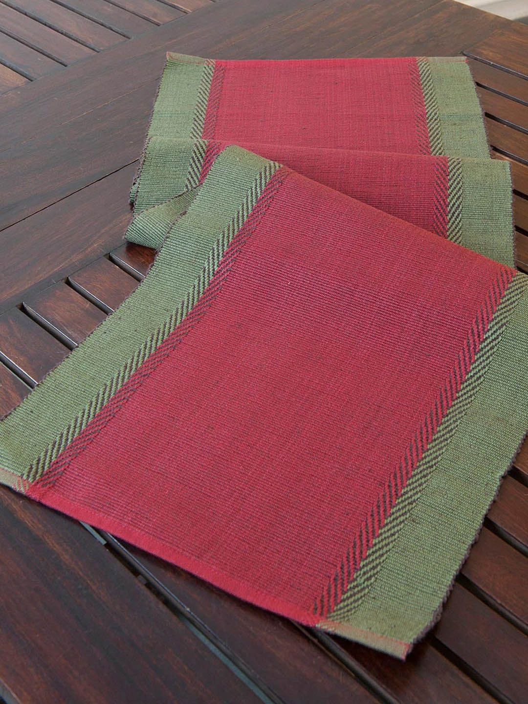 Fabindia Zeeya Red & Green Pure Cotton Table Runner Myntra sale