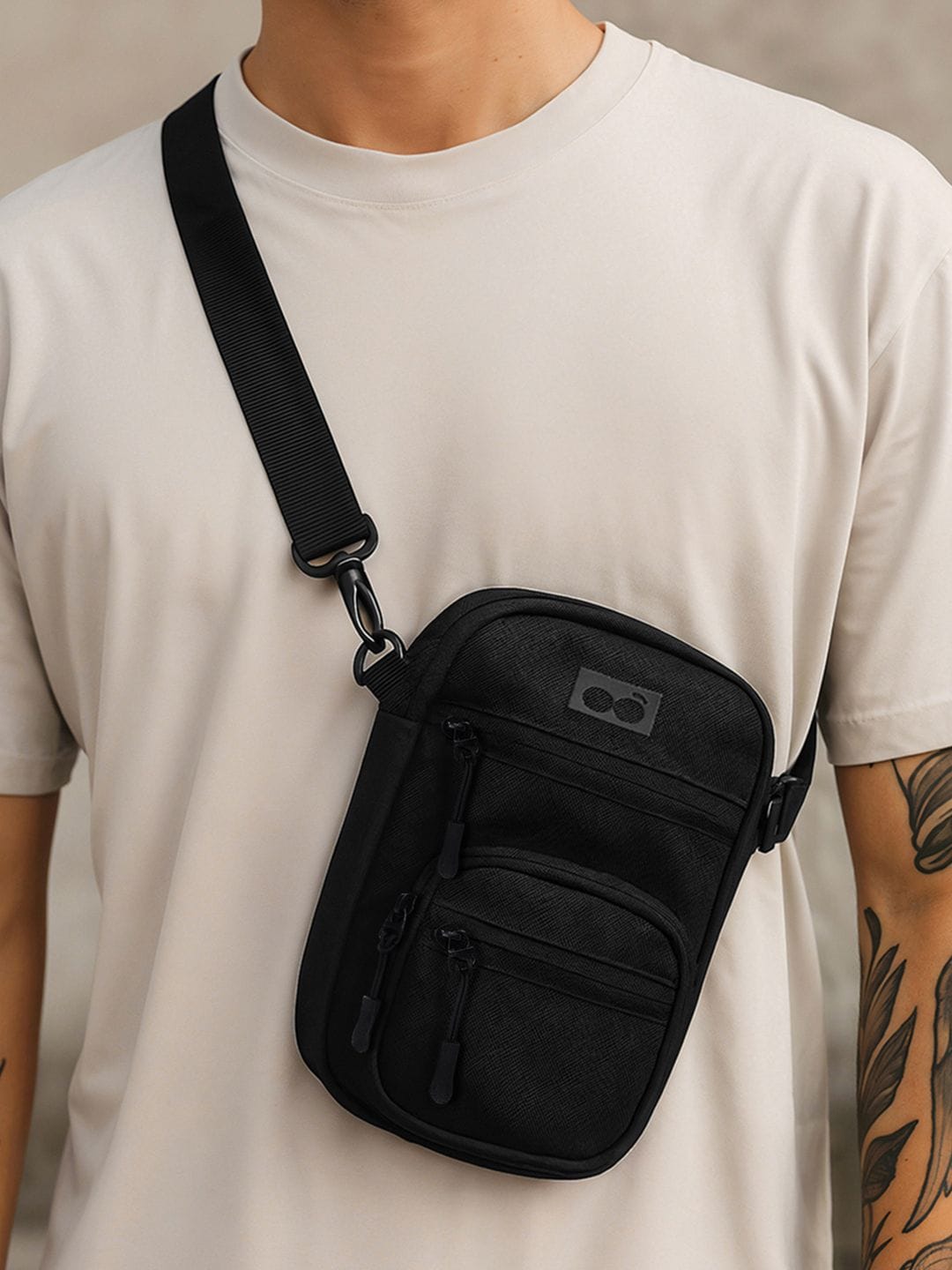 Bewakoof Unisex Black Stackable Sling Bag Myntra sale