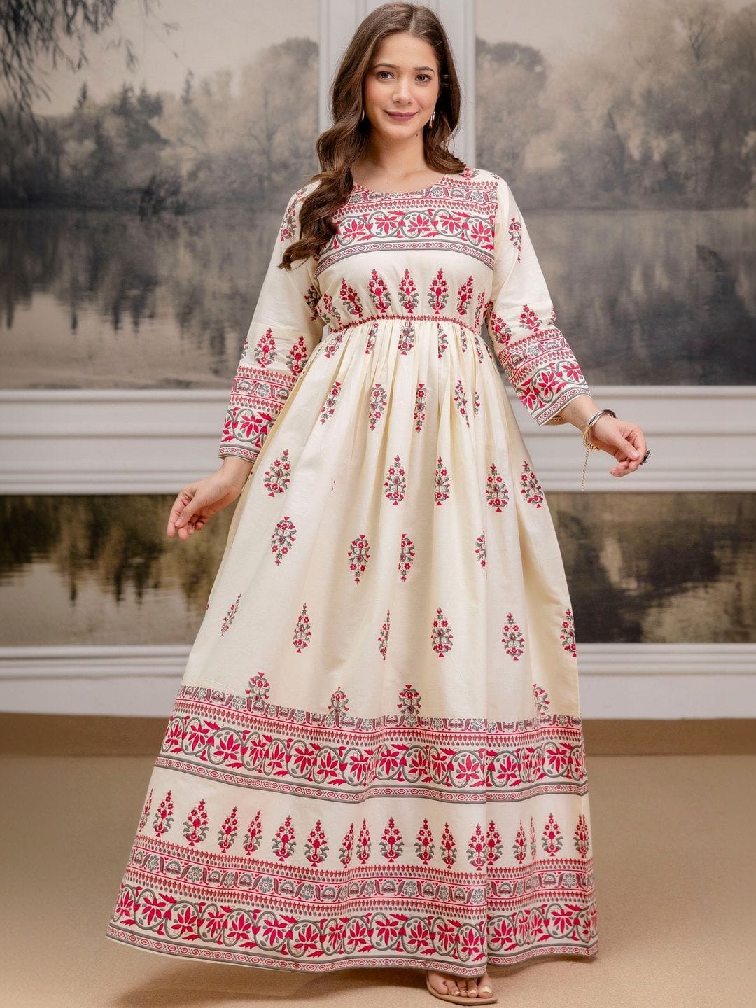 PURSHOTTAM WALA Women Printed Floral Anarkali Kurta Myntra sale