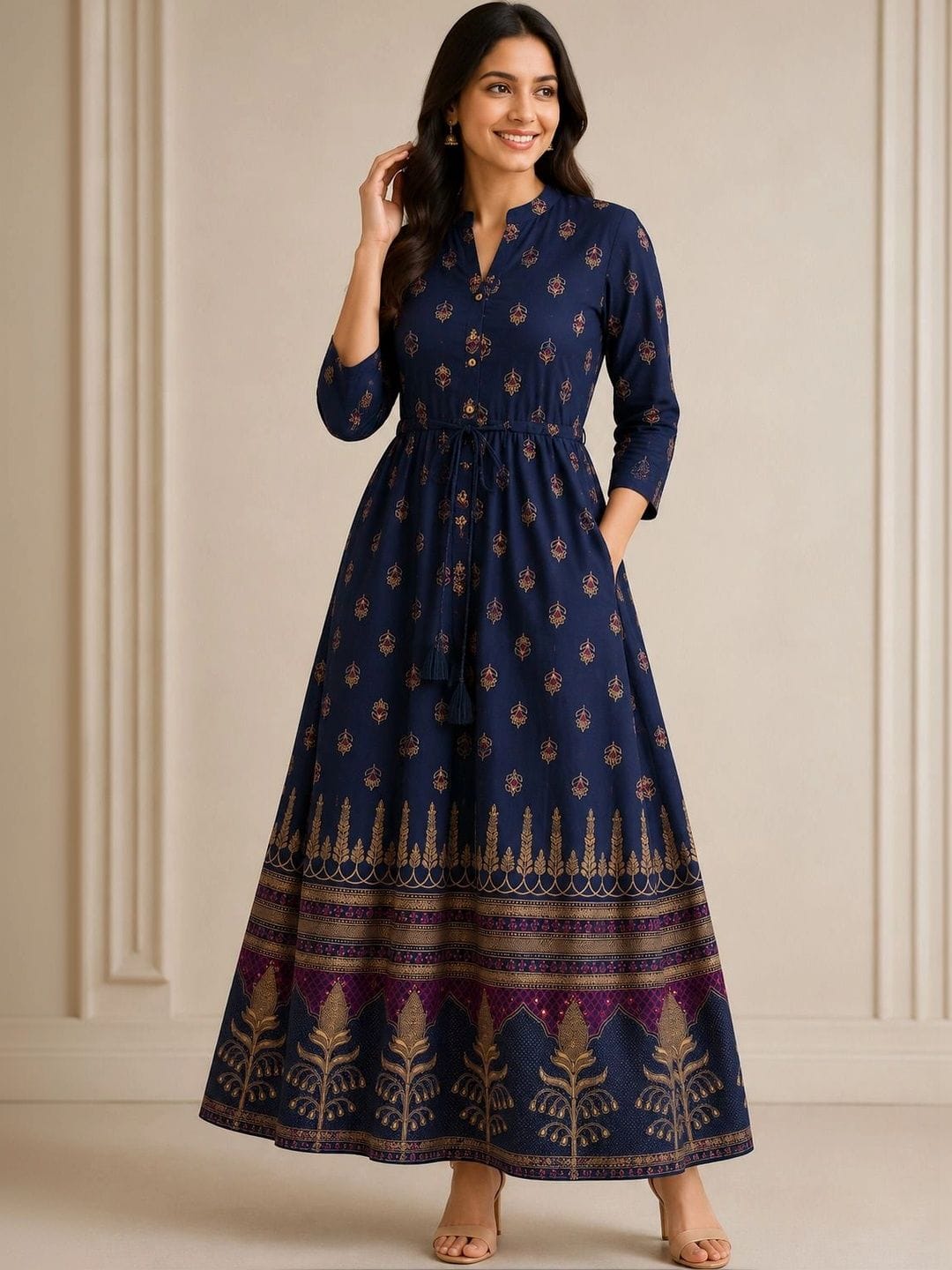Sanmatti Ethnic Collection Women Ethnic Motifs Printed Indie Prints Anarkali Kurta Myntra sale