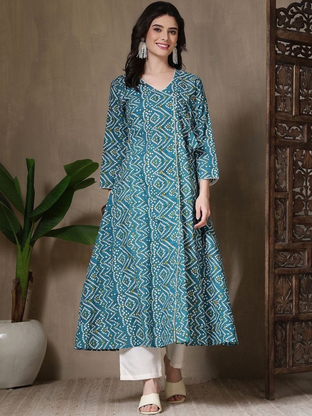 Kalphem Women Bandhani Printed Indie Prints Anarkali Kurta Myntra sale