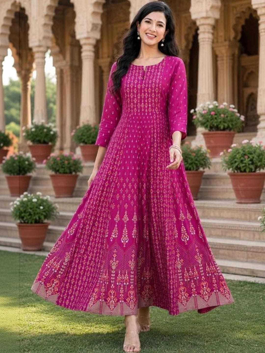 HERE&NOW X Minu Fashions Women Ethnic Motifs Printed Anarkali Kurta Myntra sale