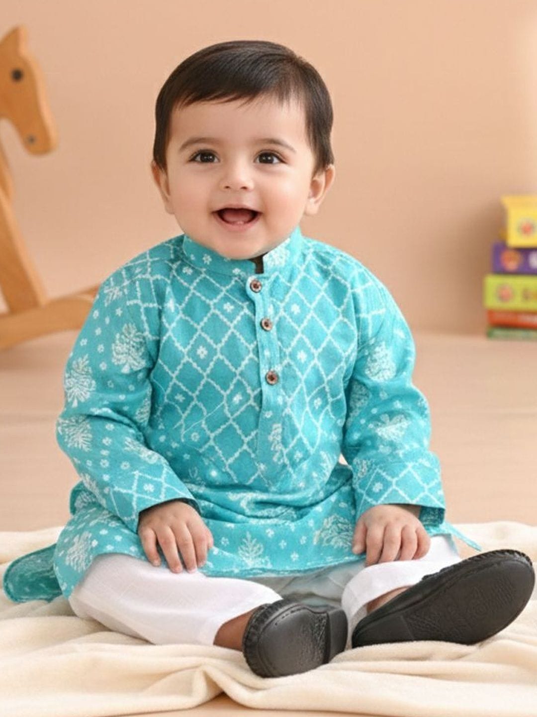 Sangria Printed Pure Cotton Mandarin Collar Kurta & Pyjamas Kurta Set Myntra sale