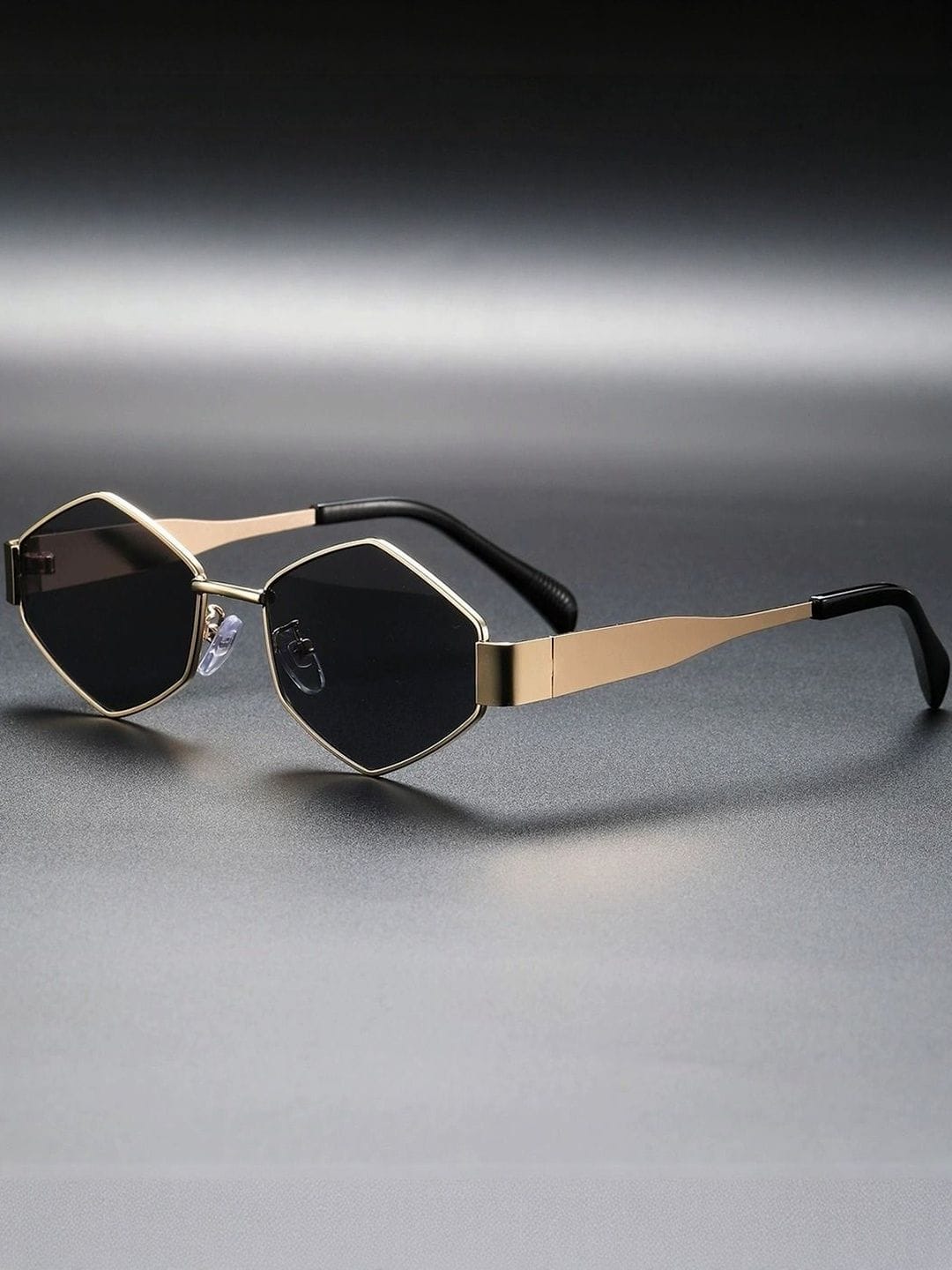 DressBerry Women Black Lens & Gold-Toned Oval Sunglasses With UV Protected Lens Myntra sale
