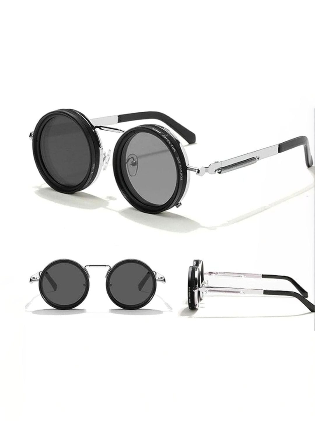 SPADEACES Men Black Lens & Black Round Sunglasses with Myntra sale