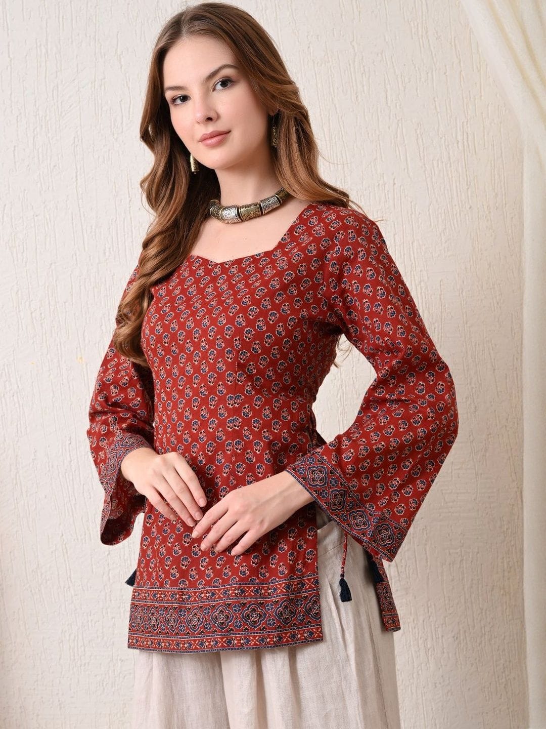 KALAMIR Print Ethnic Cotton Top Myntra sale