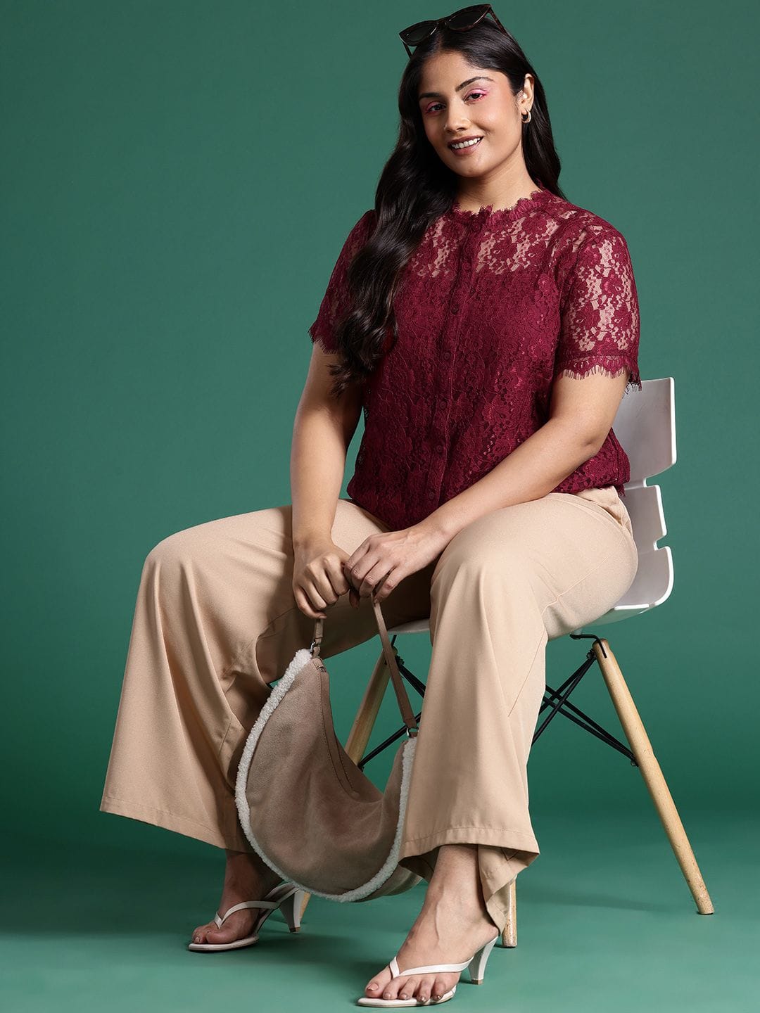 DressBerry Curve Plus Size Lace Shirt Style Top With Camisole Myntra sale