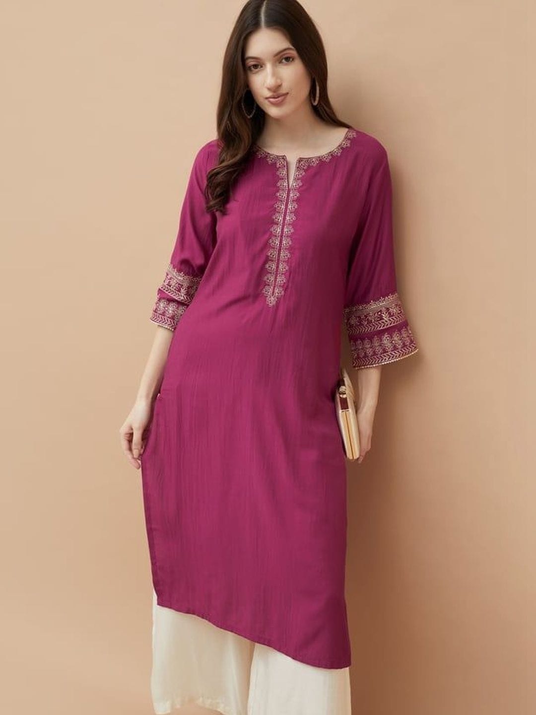 KPF Women Embroidered Floral Kurta Myntra sale