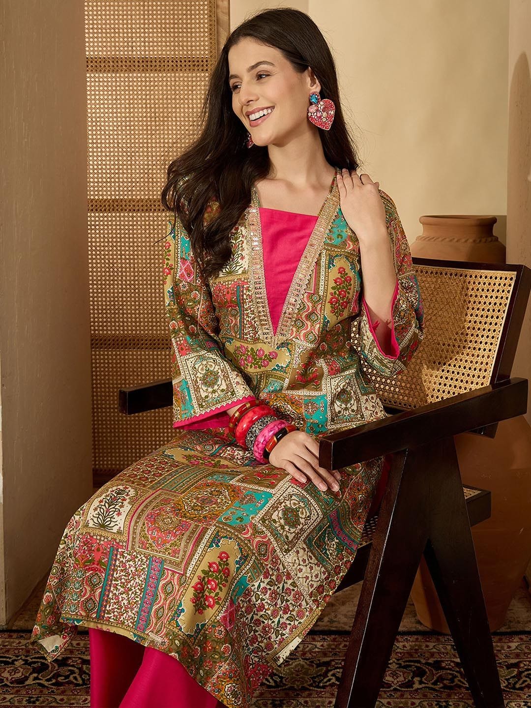 Youthnic Women Ethnic Motifs Printed Zardozi Kurta Myntra sale