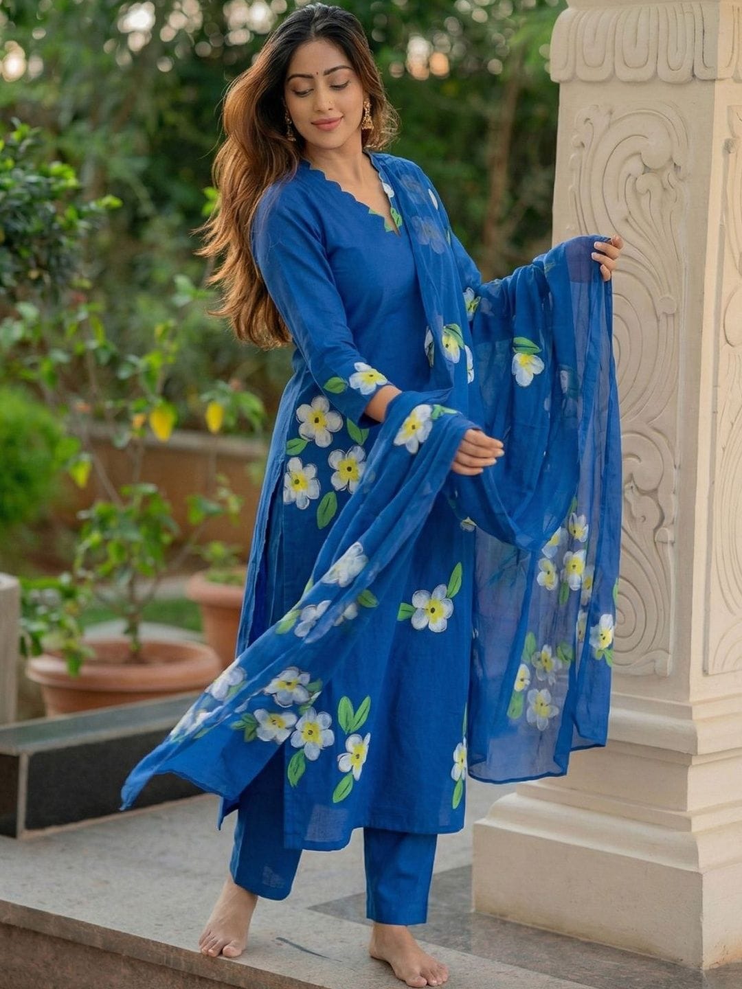 SZN Women Floral Printed Regular Kurta with Trousers & With Dupatta Myntra sale
