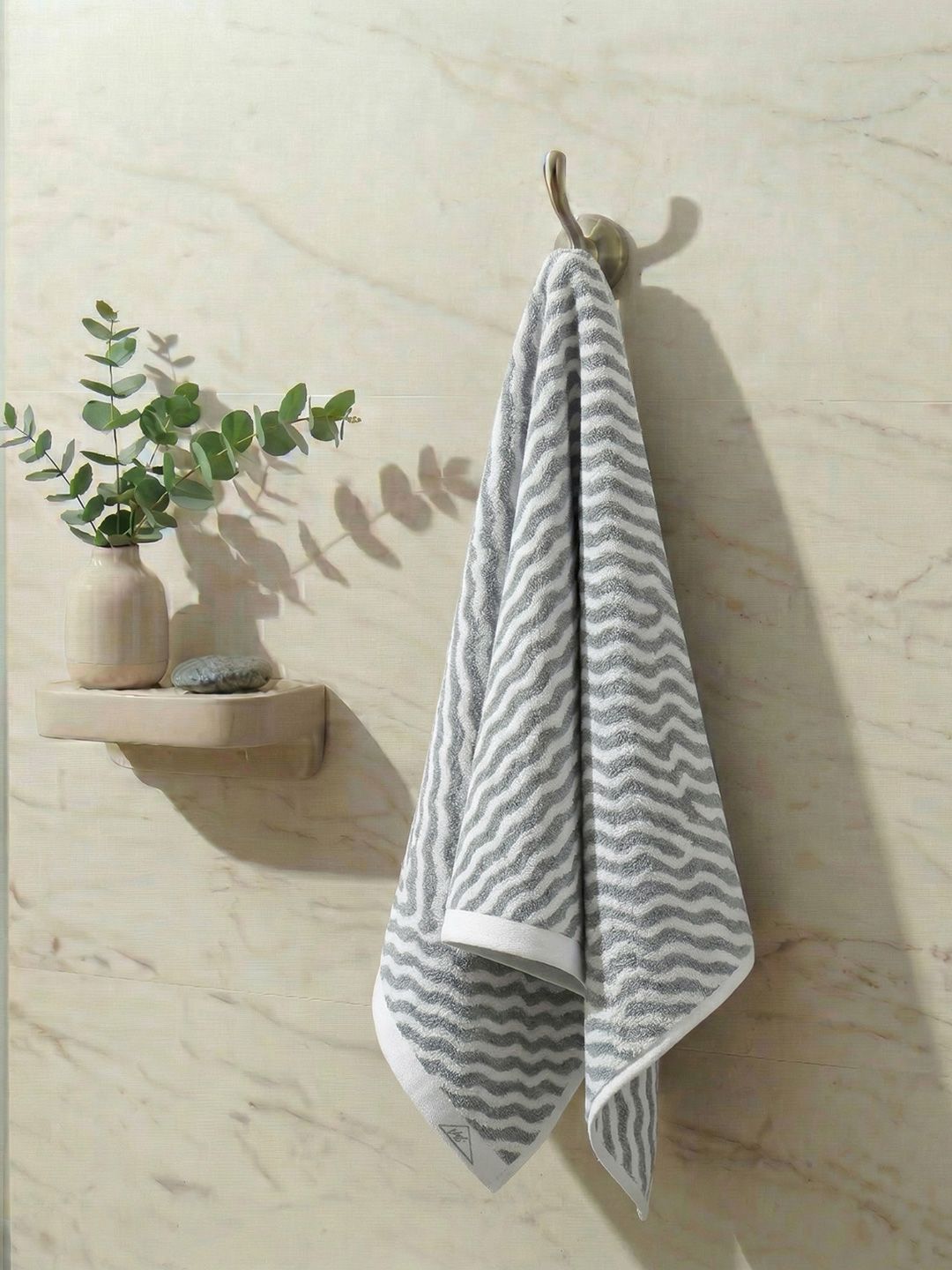 Monte Carlo Navy Blue & Grey 1 Printed Cotton 500 GSM Bath Towel Myntra sale