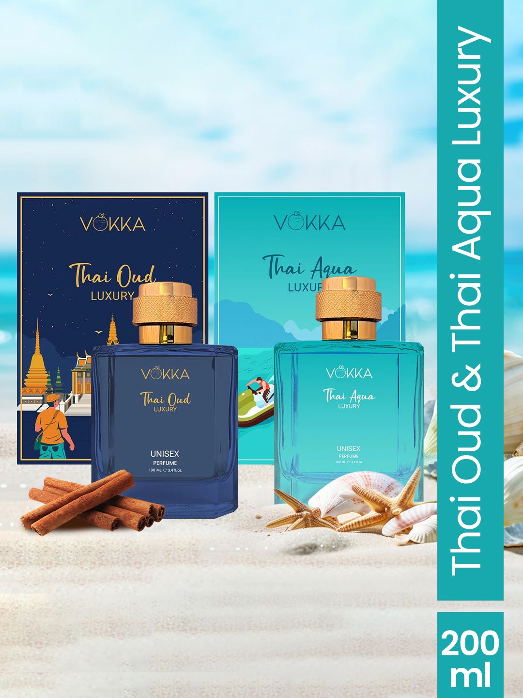 VOKKA Set of Thai Oud & Thai Aqua Long Lasting Luxury Perfume - 100 ml each Myntra sale