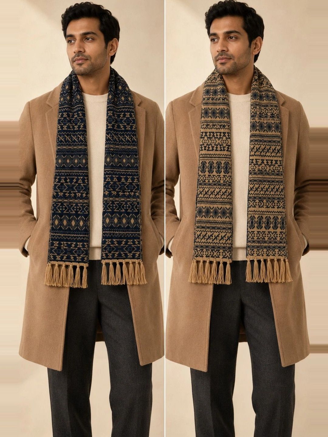 HETESHE Men Patterned Merino Wool Mufflers Myntra sale