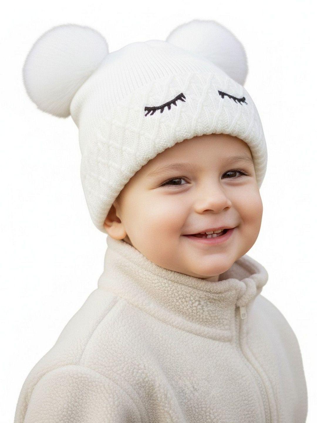 Adorazone Kids Woollen Winter Beanie with Furry Lining and Adorable Pom Pom Ears Myntra sale