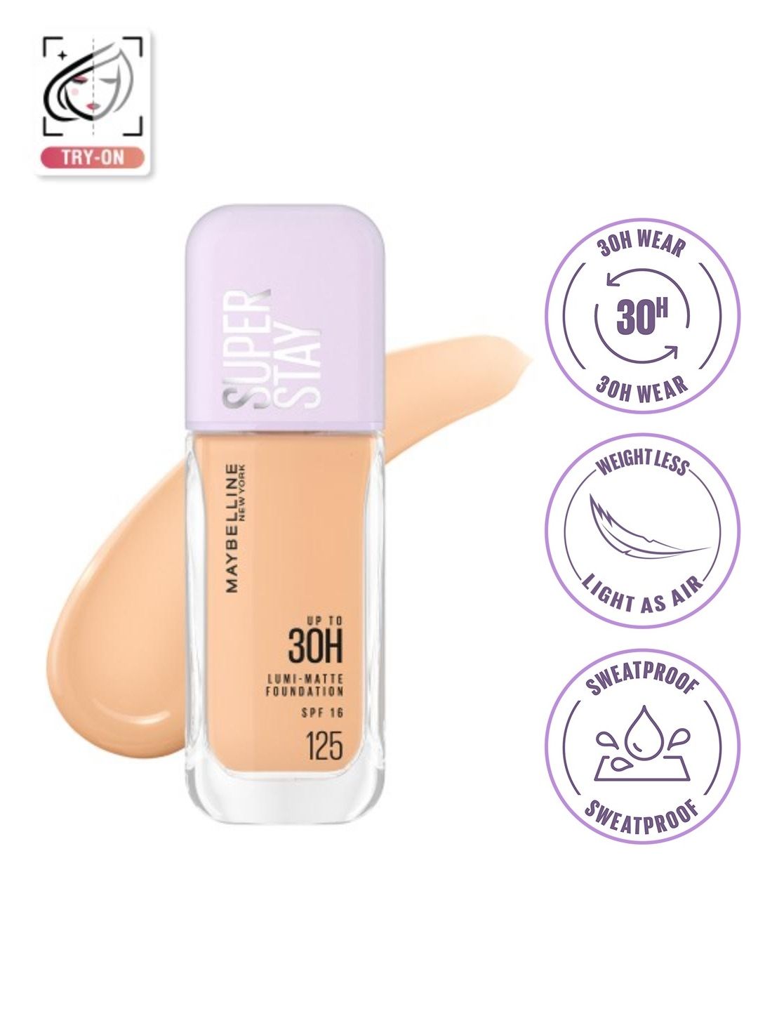 Maybelline New York 30H Longwear Super Stay Lumi-Matte Liquid Foundation 35ml - Shade 125 Myntra sale