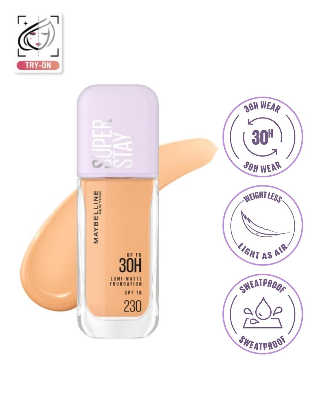 Maybelline New York 30H Longwear Super Stay Lumi-Matte Liquid Foundation 35ml - Shade 230 Myntra sale