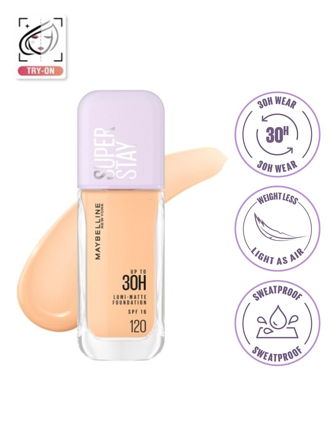 Maybelline New York 30H Longwear Super Stay Lumi-Matte Liquid Foundation 35ml - Shade 120 Myntra sale