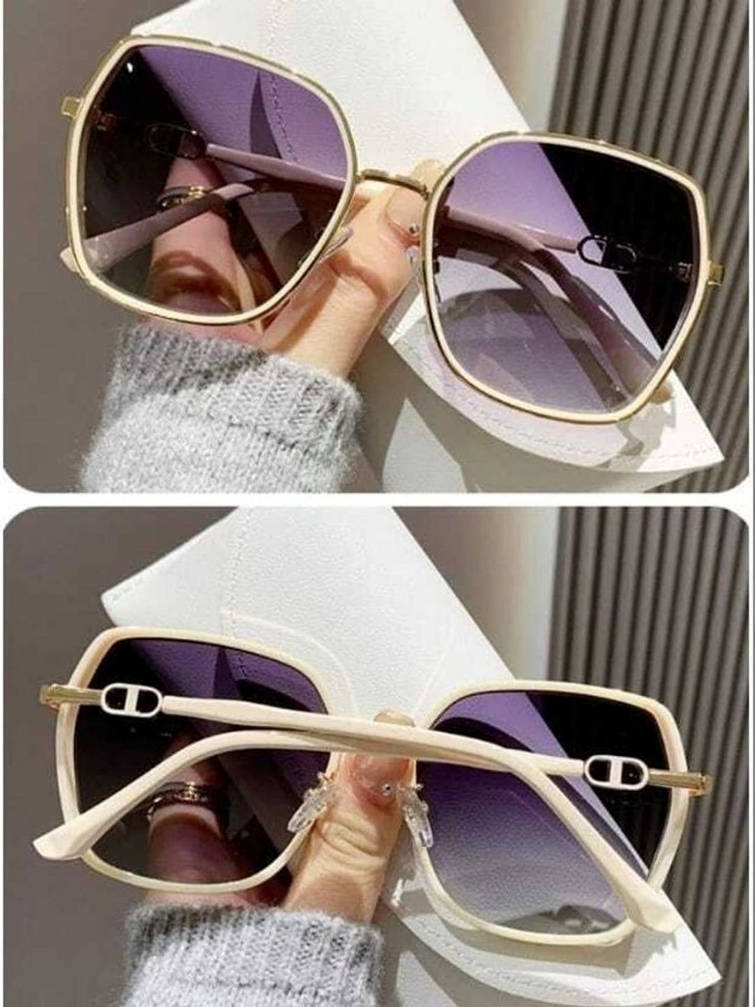SPADEACES Unisex Purple Lens & Gold-Toned Oversized Sunglasses with Myntra sale