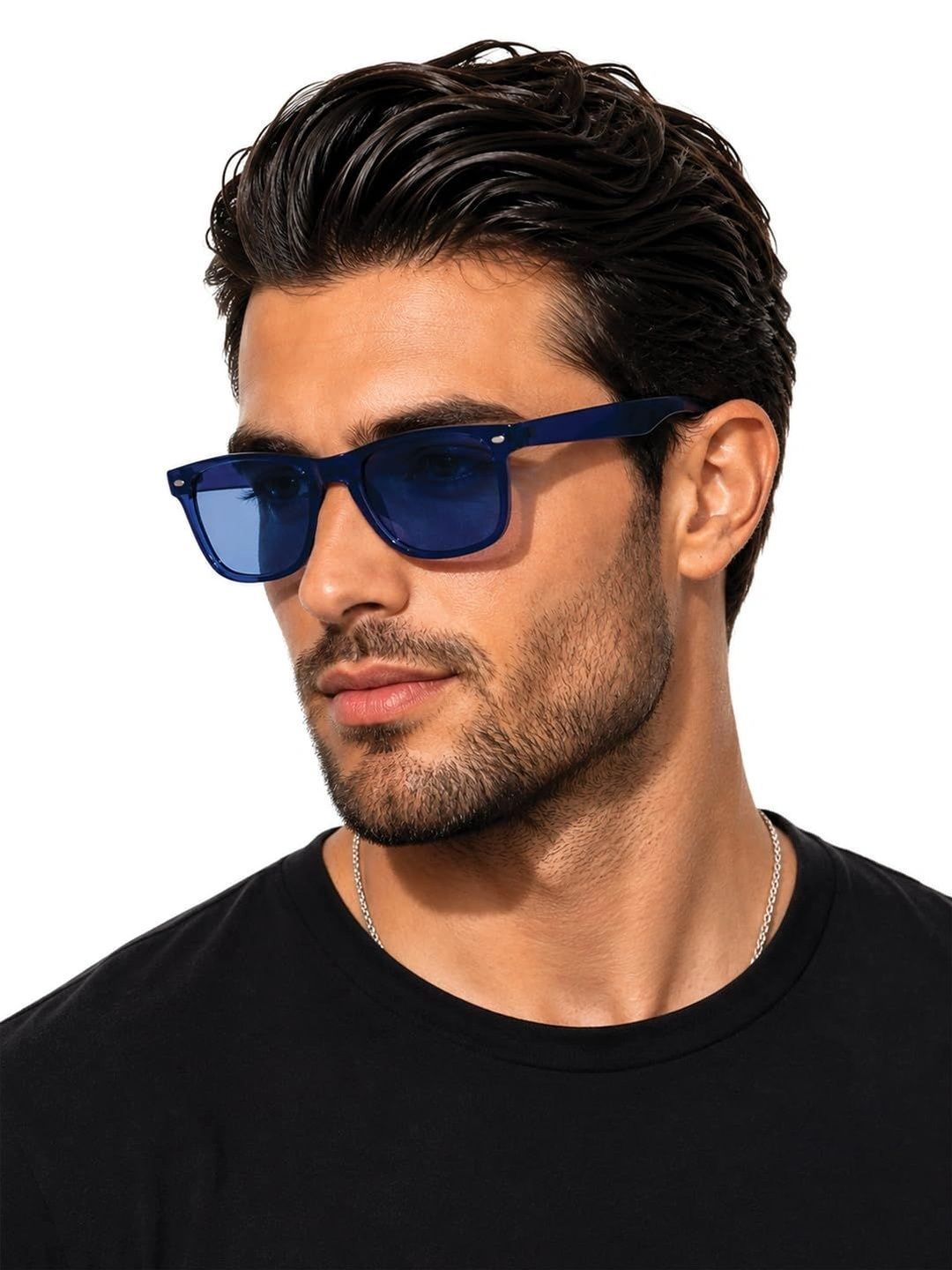 HASHTAG EYEWEAR Men Blue Lens & Blue Wayfarer Sunglasses with Myntra sale