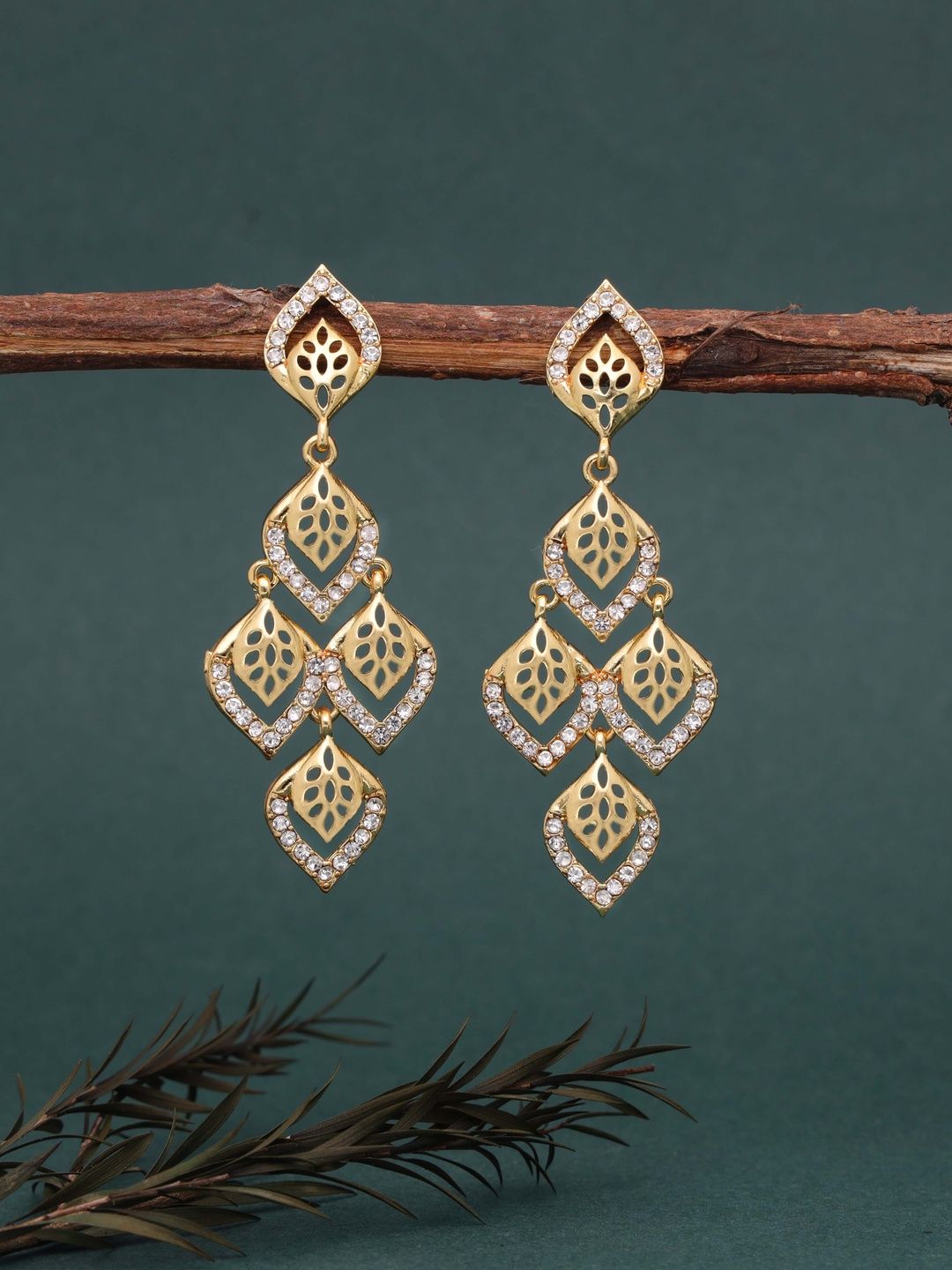 Anouk Gold-Plated Brass Artificial Beads Drop Earrings Myntra sale