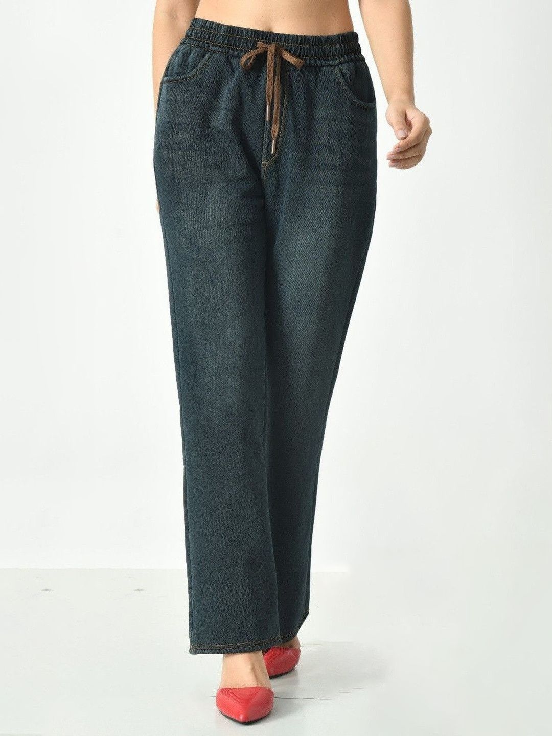 OGIMI- Ohh Give me OGIMI- Ohh Give me Women Mid-Rise Thermal Denim Thermal Bottoms Myntra sale