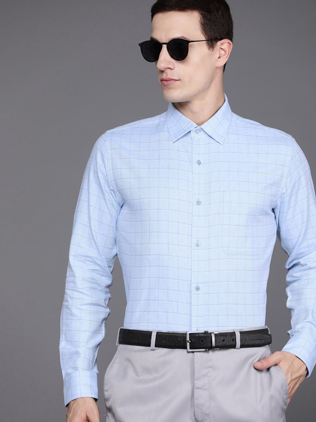 Raymond Pure Cotton Slim Fit Checked Formal Shirt Myntra sale