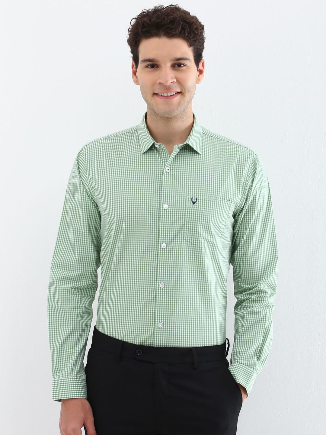 Allen Solly Men Spread Collar Micro Checked Cotton Slim Fit Formal Shirt Myntra sale