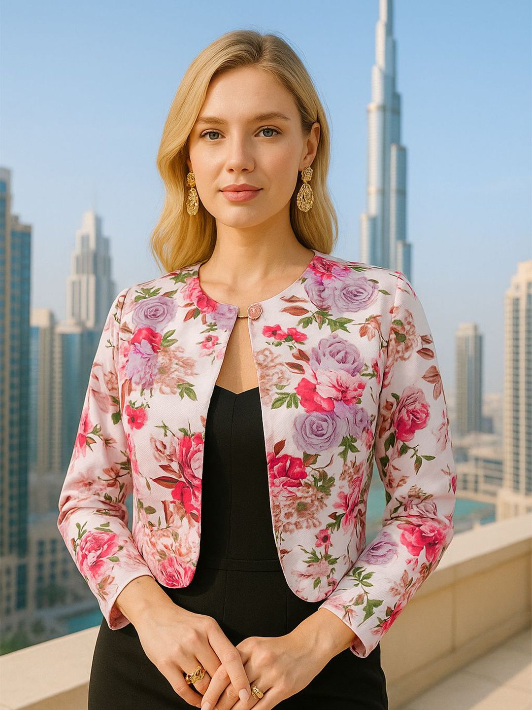 FLYING FEST Women Printed Crop Button Shrug Myntra sale