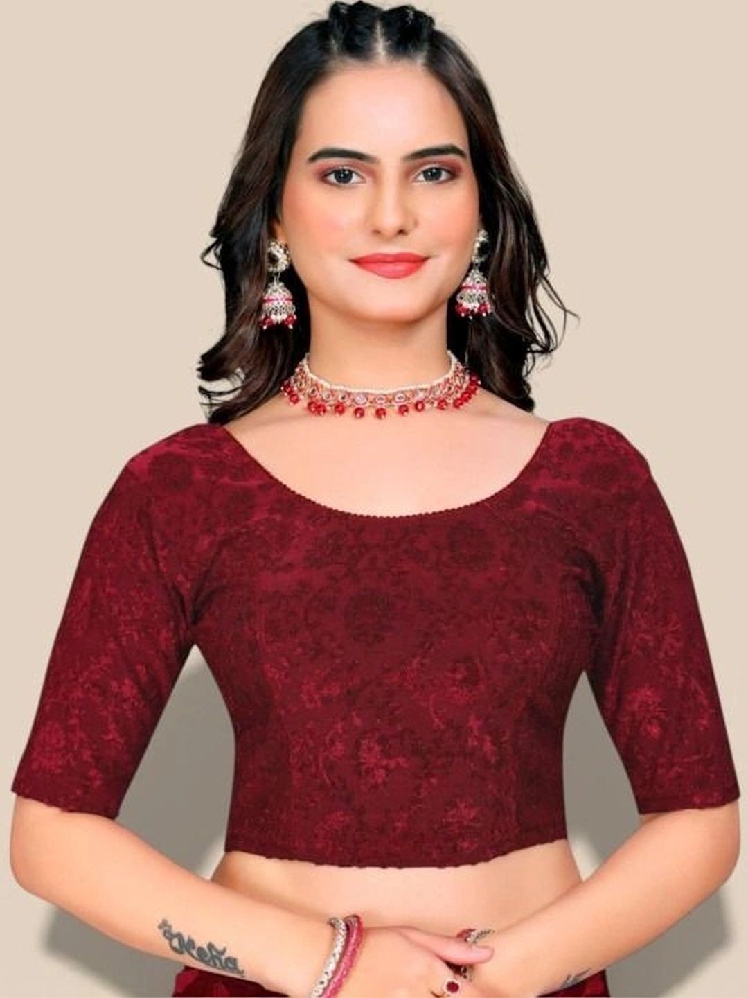 SURAT BLOUSE Jacquard Woven Design Saree Blouse Myntra sale