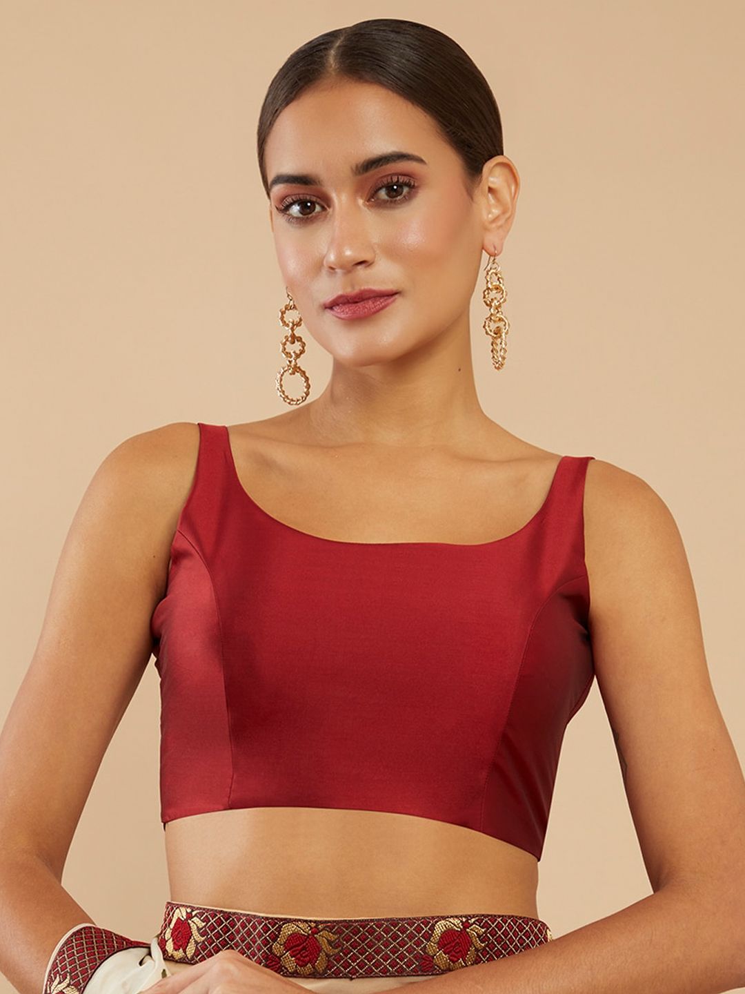 Soch Women Maroon Solid Readymade Saree Blouse Myntra sale
