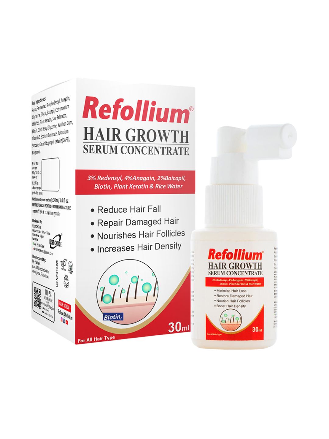 refollium Hairfall Control Hair Growth Serum with Redensyl Anagain Baicapil & Biotin-30ml Myntra sale