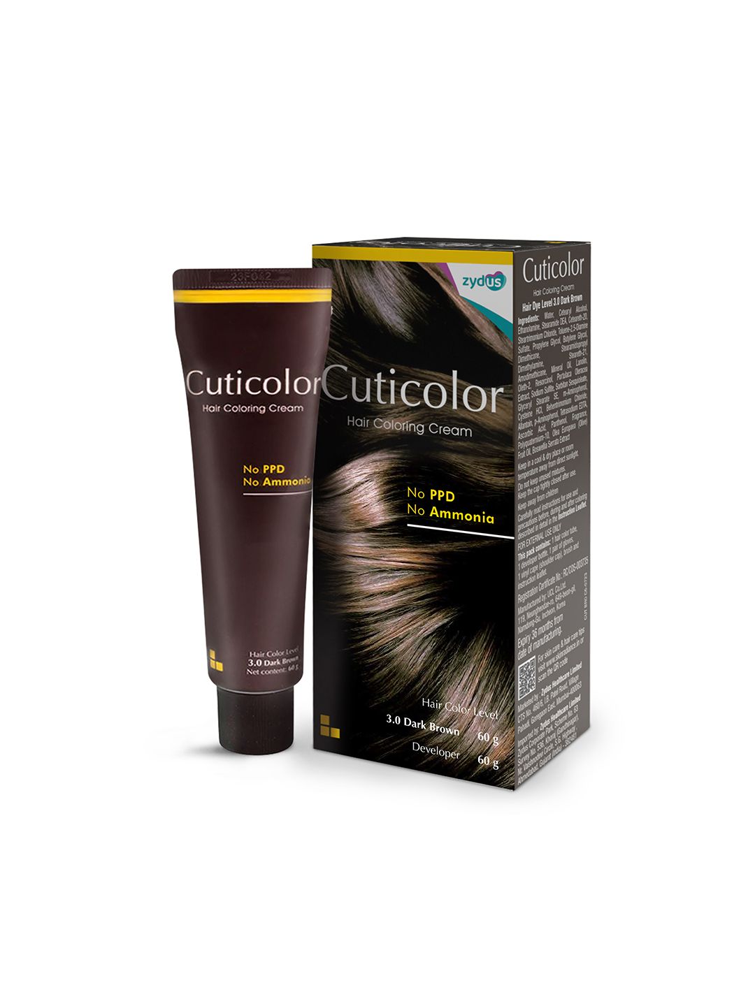 Cuticolor No Ammonia Hair Coloring Cream- 60 g- Dark Brown Myntra sale