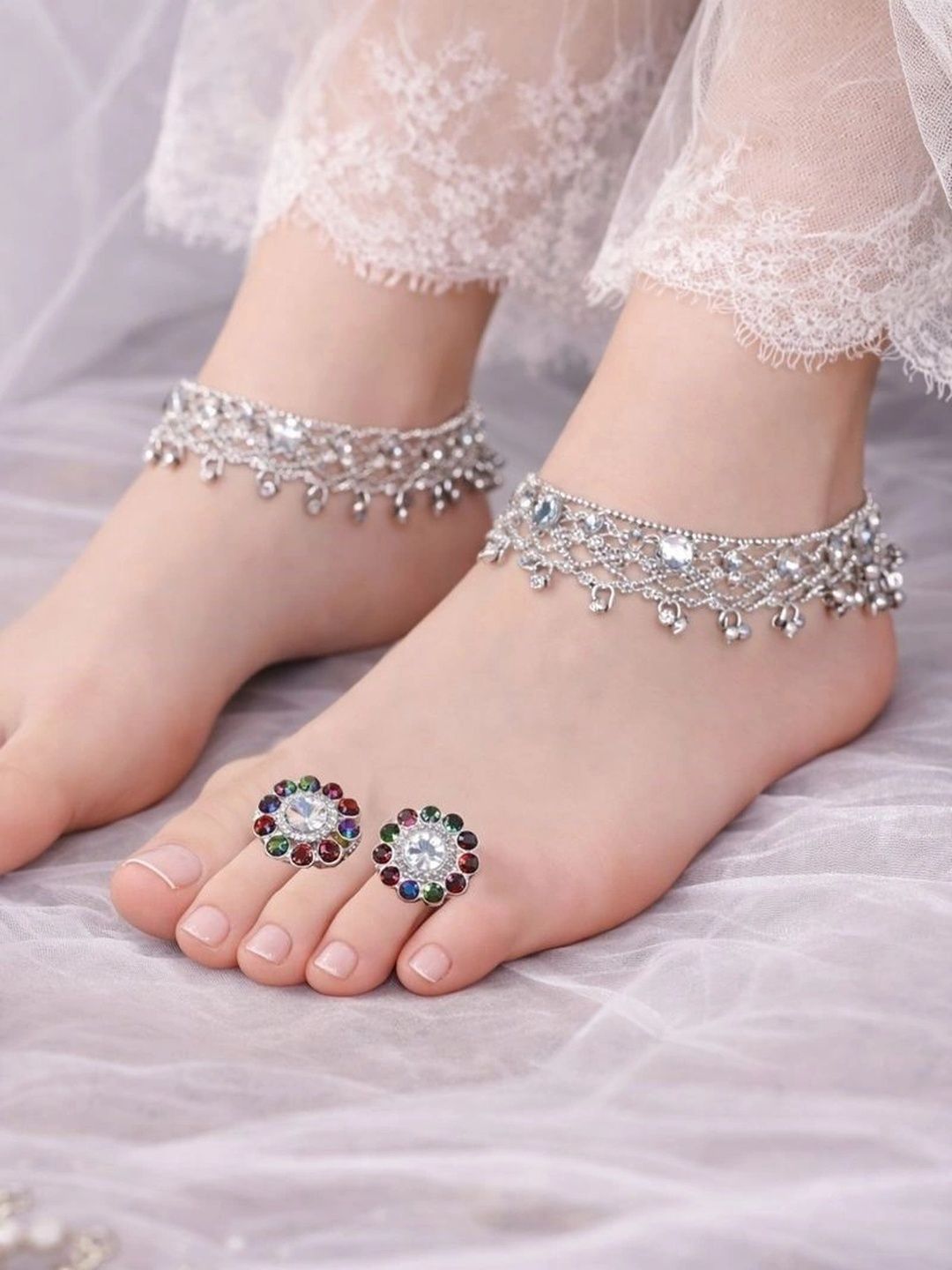 ASTRO-D Silver Fancy 2 TOE Ring 1 PAIRS Myntra sale