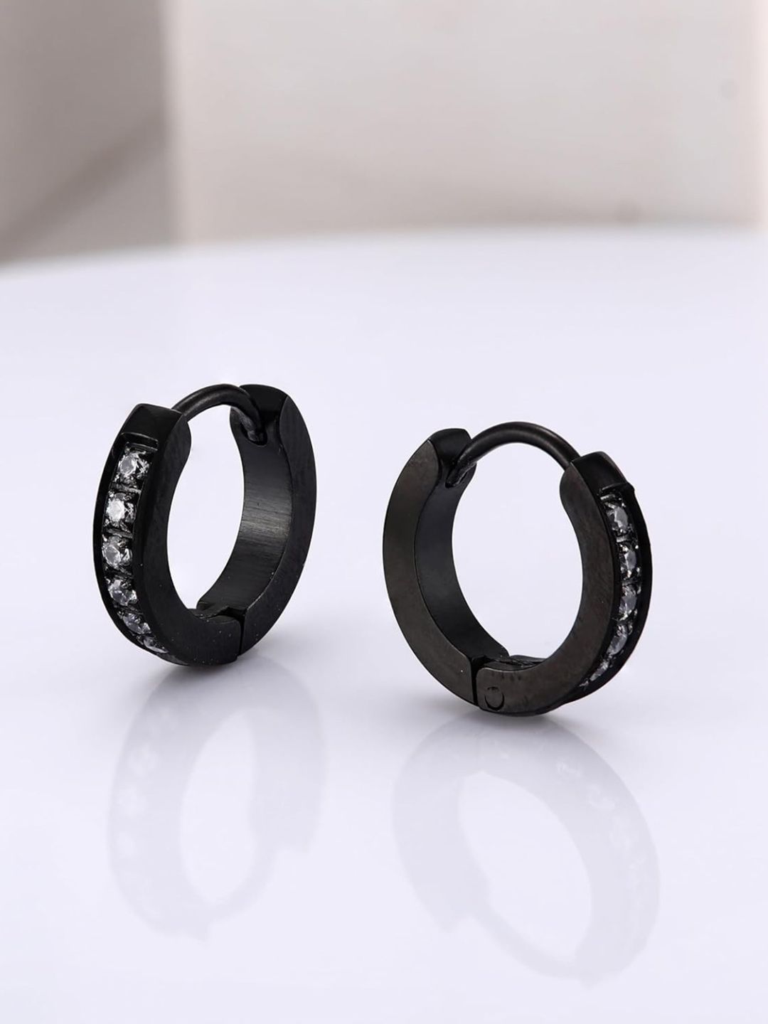 Roadster The Roadster Lifestyle Co. Unisex Stainless Steel Cubic Zirconia Studded Hoop Earri Myntra sale