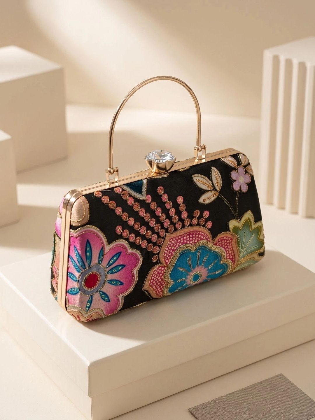 Anouk Anouk Embroidered Embellished Box Clutch Myntra sale