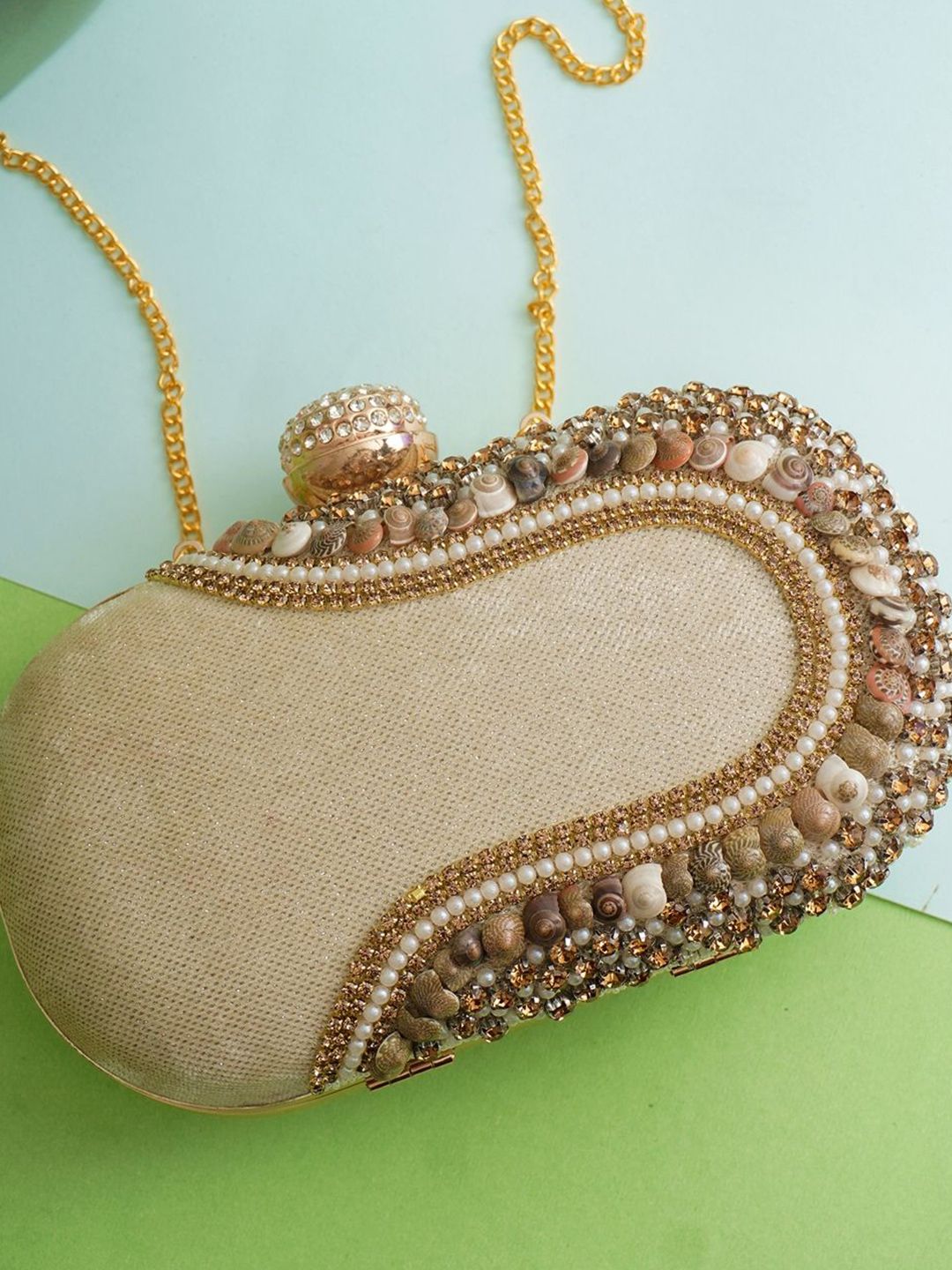 FOR THE BEAUTIFUL YOU FOR THE BEAUTIFUL YOU Embroidered Box Clutch Myntra sale