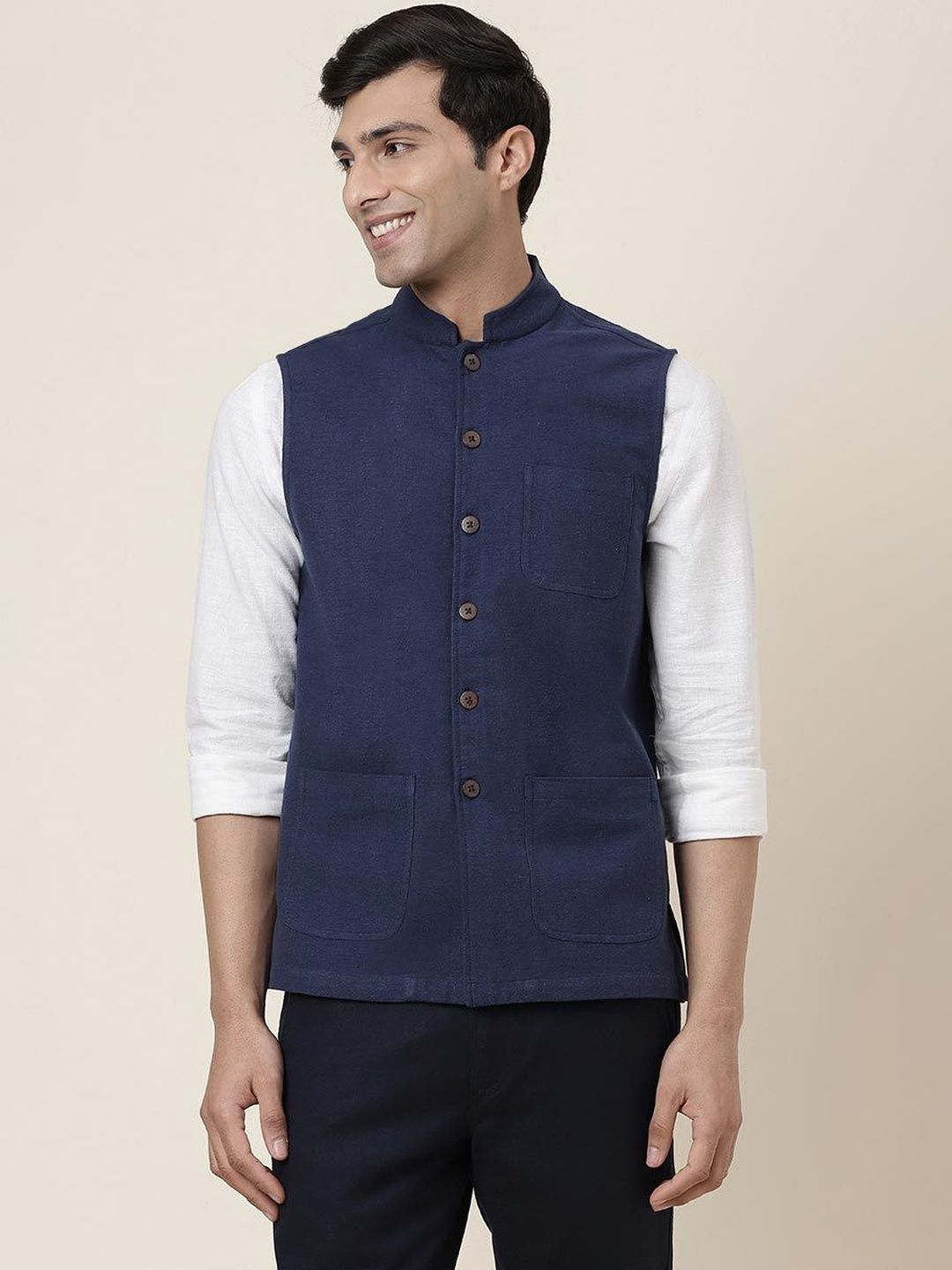 Fabindia Fabindia Cotton Woven Nehru Jacket Myntra sale