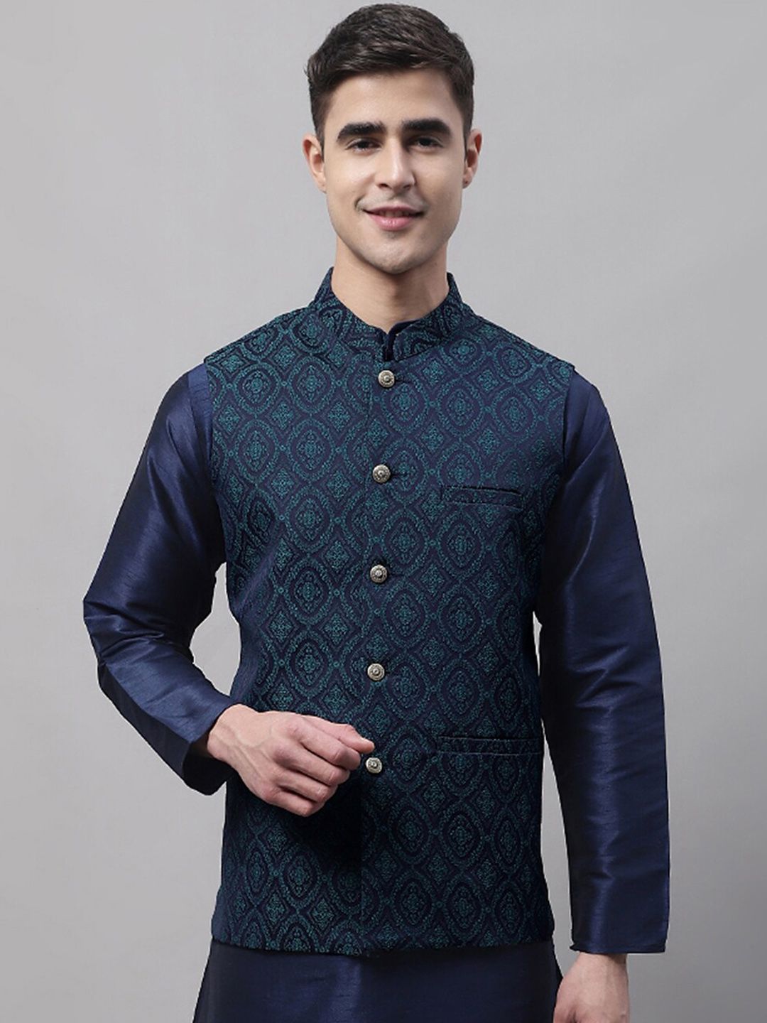 Jompers Jompers Men Woven Design Nehru Jacket Myntra sale