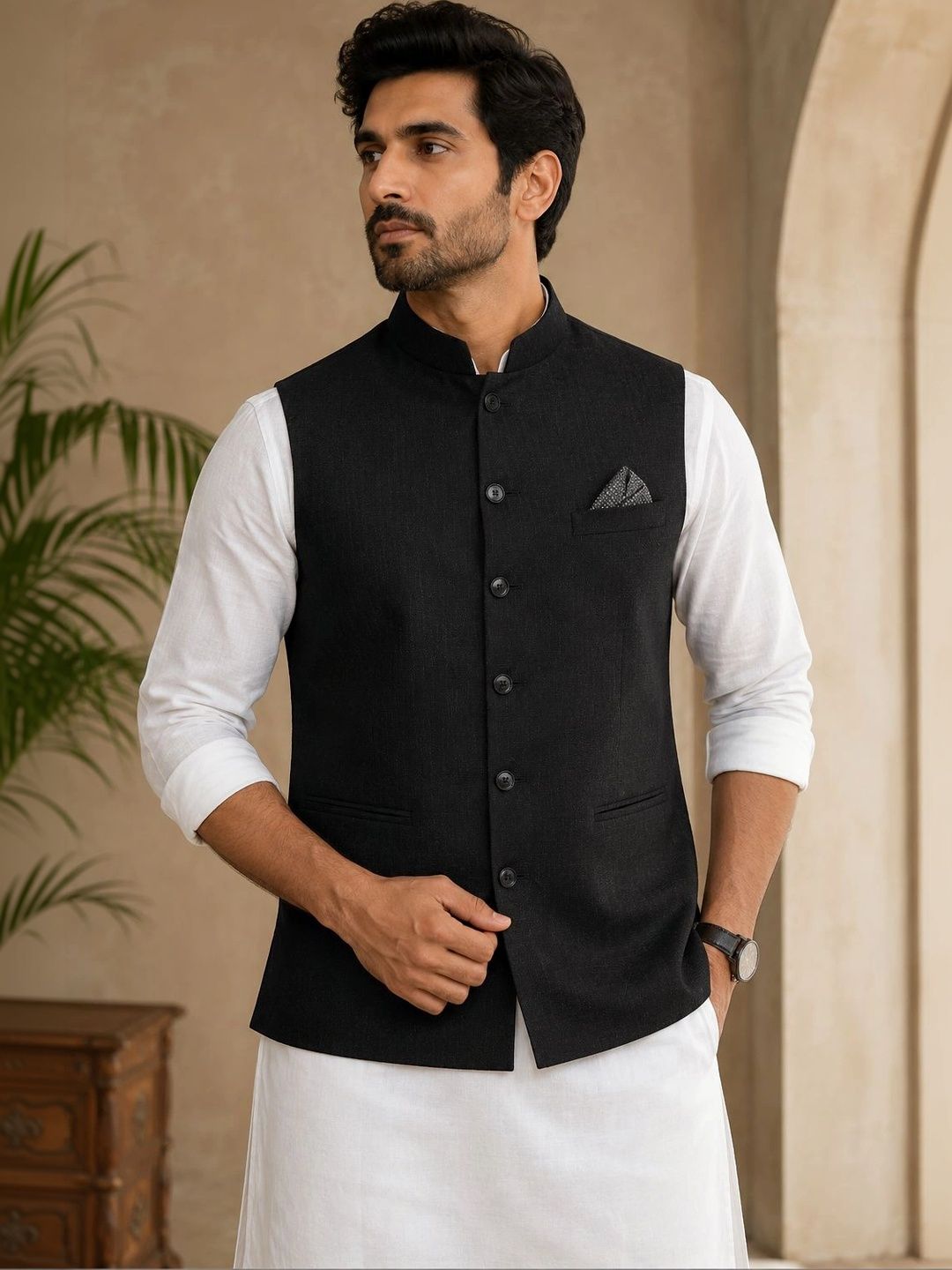 INVICTUS INVICTUS Woven Design Woven Nehru Jackets Myntra sale