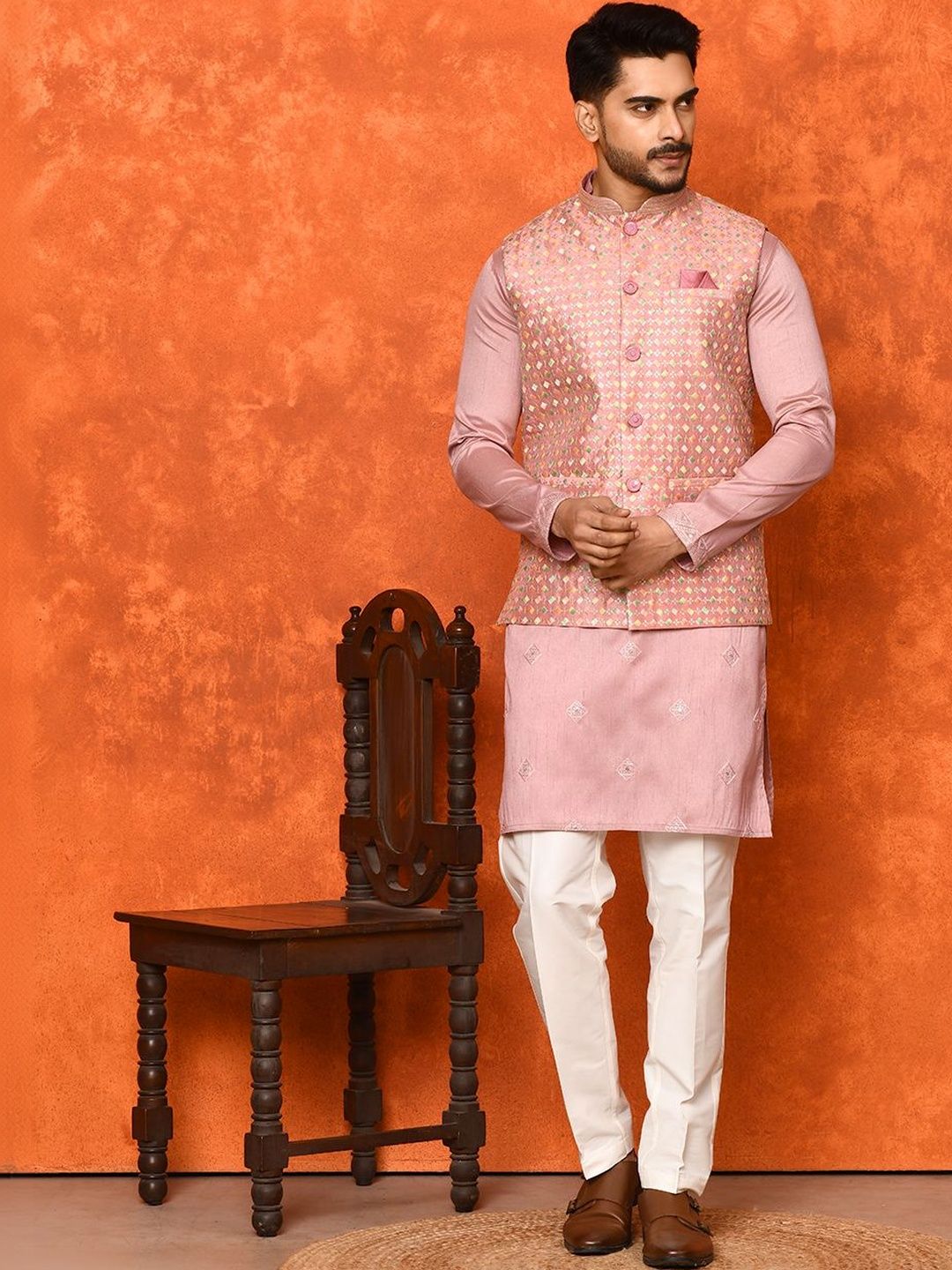 WANAS WANAS Men Jacquard Mandarin Collar Nehru Jacket Myntra sale
