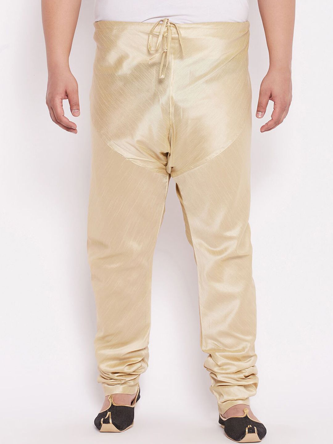 VASTRAMAY VASTRAMAY Men Plus Size Gold Toned Solid Slim-Fit Churidar Myntra sale