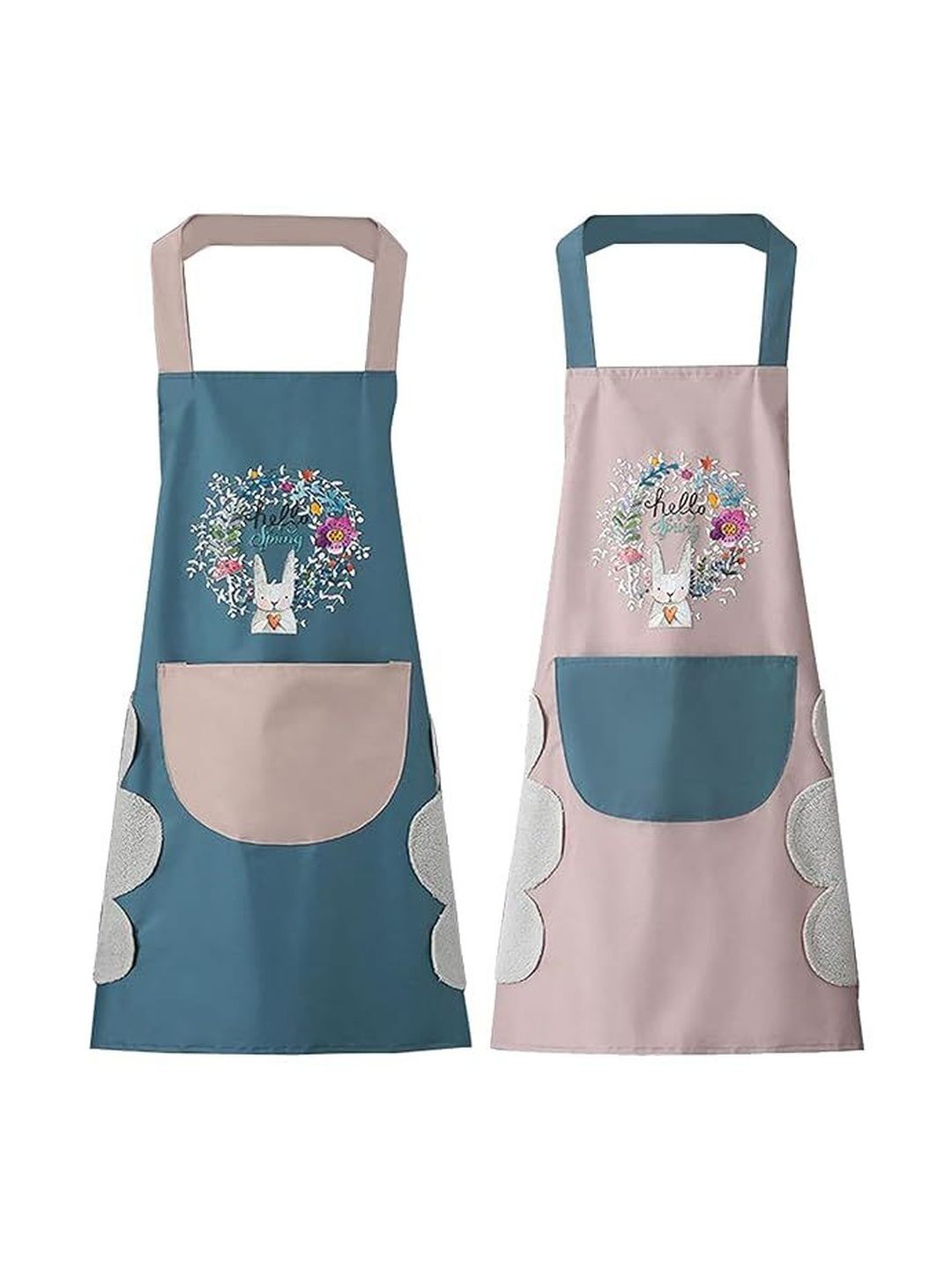 GOLDENEYEHOUSE GOLDENEYEHOUSE 2Pcs Blue & Pink Printed Waterproof Kitchen Aprons Myntra sale
